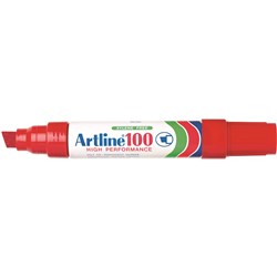 ARTLINE 100 PERMANENT MARKERS Large Chisel Red Box6