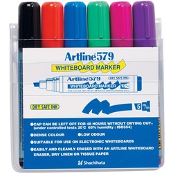 ARTLINE 579 WHITEBOARD MARKER Drysafe Med Chisel Asst Wlt/6