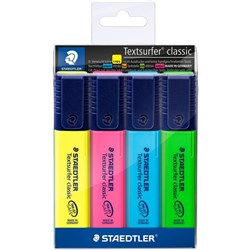 STAEDTLER CLASSIC HIGHLIGHTER Textsurfer Assorted Wallet/4