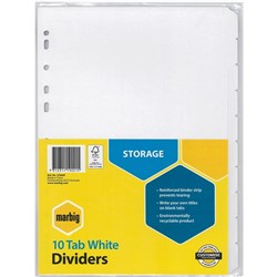 MARBIG MANILLA DIVIDER A4 10Tab Manilla White