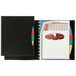 MARBIG DISPLAY BOOK, Kwik Zip A4, 5Tab Dividers 20Pkt Black