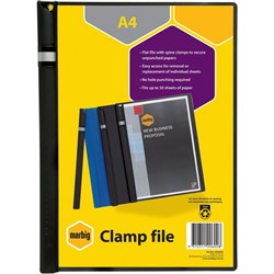 MARBIG CLAMP FILES A4 50 Sheet Capacity Black