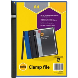 MARBIG CLAMP FILES A4, 50 Sheet Capacity, Blue