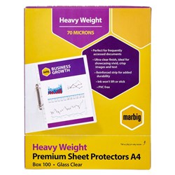 MARBIG SHEET PROTECTORS A4 Heavy Duty Ultra Clear Box 100