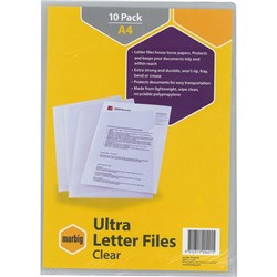 MARBIG ULTRA LETTER FILES A4 Poly Clear Pk10