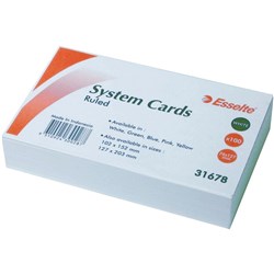 ESSELTE SYSTEM CARDS Ruled 75x125mm (3x5) White