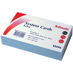 ESSELTE SYSTEM CARDS Ruled 75x125mm (3x5) Blue