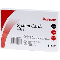 ESSELTE SYSTEM CARDS Ruled 100x150mm (4x6) White
