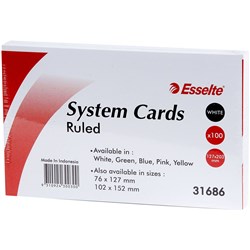 ESSELTE SYSTEM CARDS Ruled 127x203mm (5x8) White