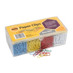 MARBIG PAPER CLIPS 33mm Coloured Assorted Box800