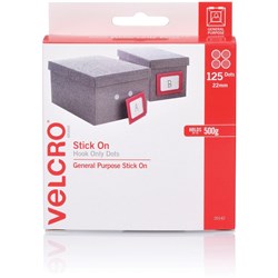 VELCRO BrandFASTNERS SPOTS Hook Only 22mm 125 White Dots