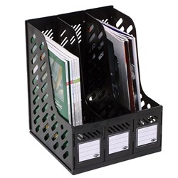 MARBIG MAGAZINE FILE RACKS 3 Section Black