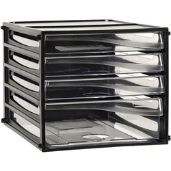 ESSELTE METRO FILING DRAWERS 4 Clear Drawers, Black Shell