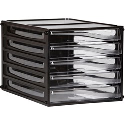 ESSELTE METRO FILING DRAWERS 5 Clear Drawers, Black Shell