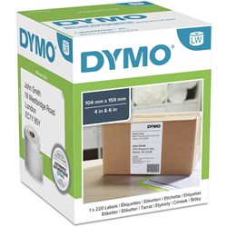 DYMO LABELWRITER SHIPPING label suits 5xl 1 roll of 220 LW labels 104 x 159mm