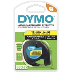 DYMO LETRATAG LABELLING TAPE Plastic 12mmx4m - Yellow