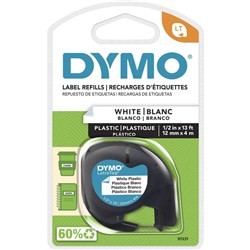 DYMO LETRATAG LABELLING TAPE Plastic 12mmx4m - White