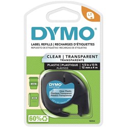 DYMO LETRATAG LABELLING TAPE Plastic 12mmx4m - Clear