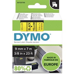 DYMO D1 LABEL CASSETTE 9mmx7m -Black on Yellow