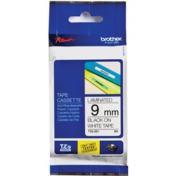 BROTHER TZE221 PTouch TAPE 9mm x 8m Black On White