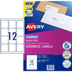 AVERY L7164 MAILING LABELS Laser 12/Sht 63.5x72mm