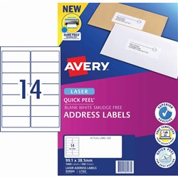 AVERY L7163 MAILING LABELS Laser 14/Sht 99x38.1mm 100Shts