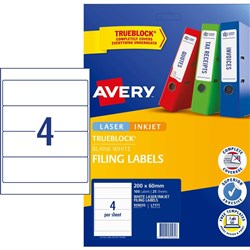 AVERY L7171 FILING LABEL Laser Lever Arch Spine 200x60mm Wht