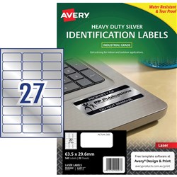HEAVY DUTY AVERY LABELS Silver L6011 63.5x30mm 27UP 54