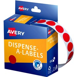 AVERY DISPENSER LABEL DMC14R Circle 14mm Red Pk1050