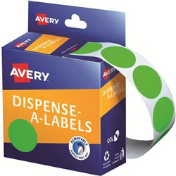 AVERY DISPENSER LABEL DMC24FG Circle 24mm Fluro Green Pk350