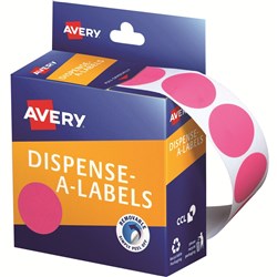 AVERY DISPENSER LABEL DMC24P Circle 24mm Pink Pk500