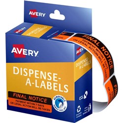 AVERY DISPENSER LABEL PRINTED Final Notice 19x64mm Pk125