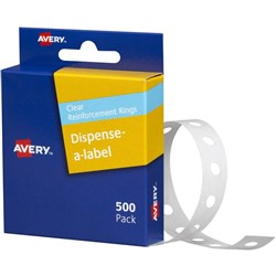 AVERY DISPENSER LABEL EYELETS Ring Reinforcement Clear Pk500