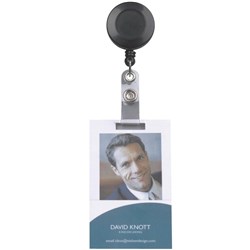 REXEL RETRACTABLE CARD HOLDER with Strap 750mm Black