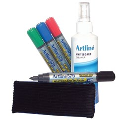 ARTLINE WHITEBOARD STARTER KIT Inc 4x Markers,Cleaner, Eraser