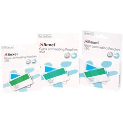 REXEL LAMINATING POUCHES Badge Card 2x180mic 67x98 Pack of 50