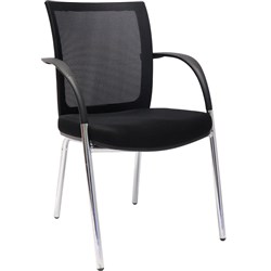 FNX WMV MEETING CHAIR Mesh Back Black Padded Fabric Seat