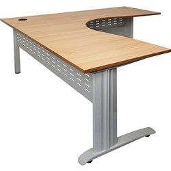 FNX RAPID SPAN CORNER WORKSTATION 1500/1500W x 700D x 730mmH Beech/Silver
