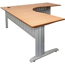 FNX CORNER DESK WORKSTATION 1800W x 1800W x 600D x 730H Rapid Span Beech / Silver