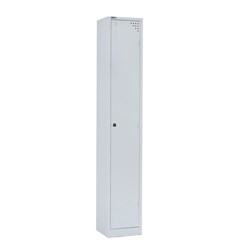 FNX GO LOCKER 1 Door 380W x 455D x 1830mm Coat Rail Hat Shelf Lockable Silver Grey