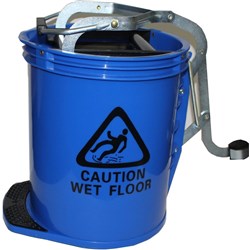 CLEANLINK MOP BUCKET BLUE Heavy Duty Plastic 16L With Metal Wringer