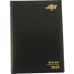 OFFICE CHOICE BUSINESS DIARY A4 2 Days to Page 1Hr PVC