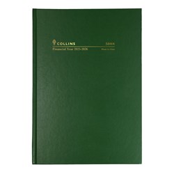 COLLINS FINANCIAL YEAR DIARY A5 Week to Opening 1Hr Green