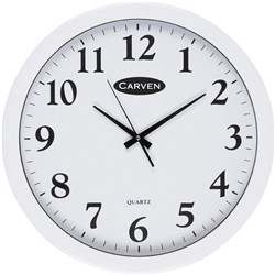 CARVEN WALL CLOCK 450mm Round, White Frame-R#
