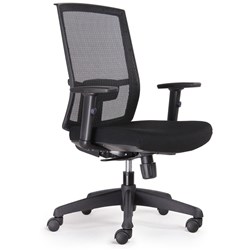 FNX RAPIDLINE KAL TASK CHAIR High Mesh Black Back With Arms Black Fabric Seat