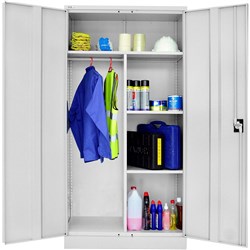 FNX GO WARDROBE STORAGE UNIT Full Door 1830H x 910W x 450D Lockable Silver Grey