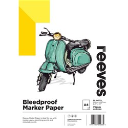 REEVES ARTIST BLEEDPROOF Paper Pad 75gsm 50 Sheets A4 for Markers