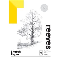 REEVES ARTIST SKETCH PAD A3 90gsm 30 Sheets for Pencil, Pen & Charcoal