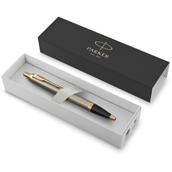 PARKER IM BALLPOINT PEN Brushed Stainless Steel GT ** Gold Trim