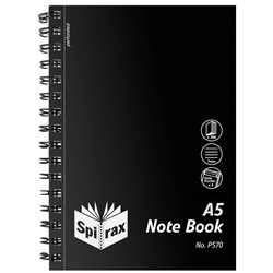 SPIRAX P570 PP NOTEBOOK A5 200Page 7mm Ruled Side Opening